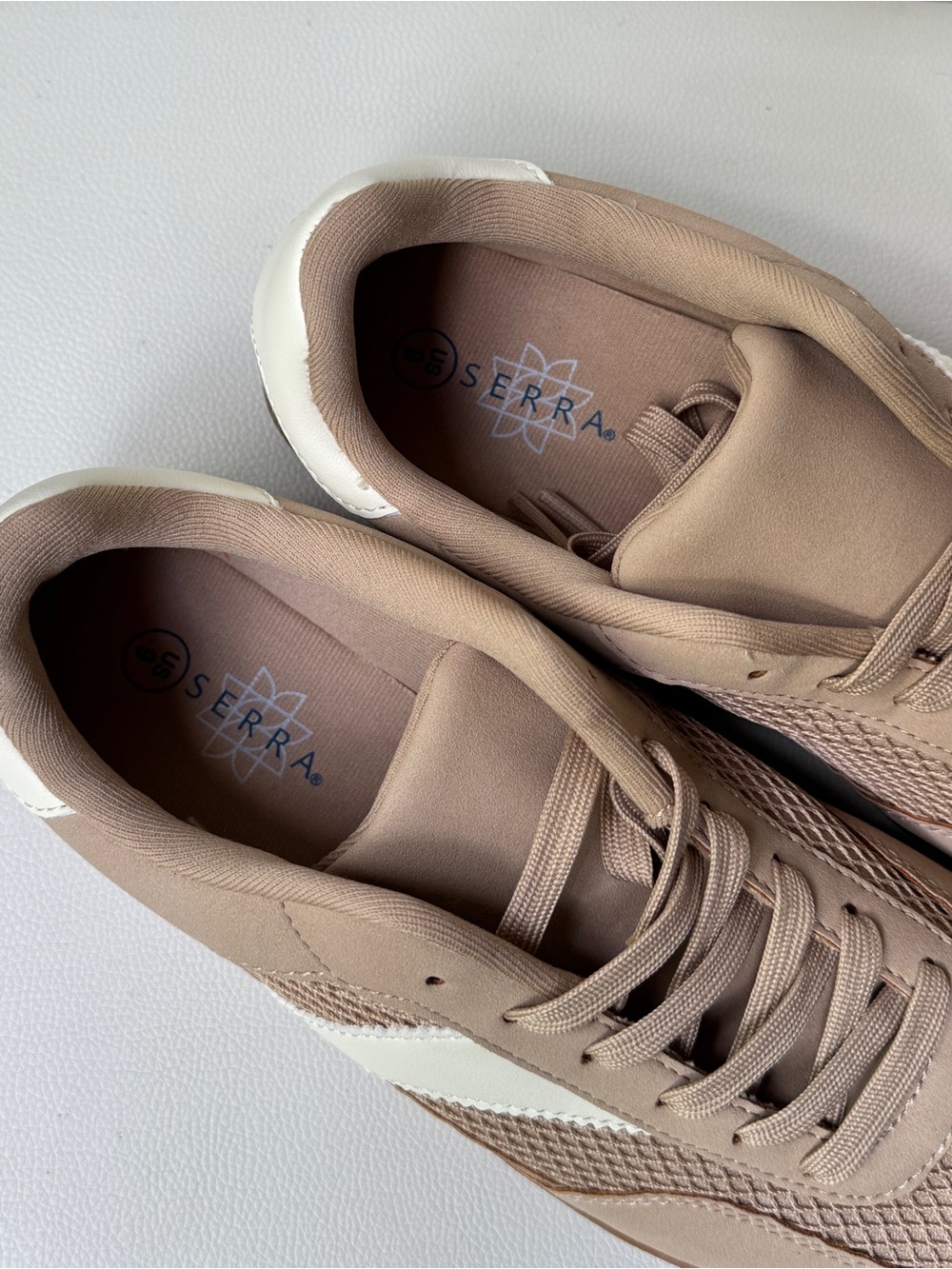 Serra Taupe Women's Sneakers with White Side Stripe - Picture 3 of 5